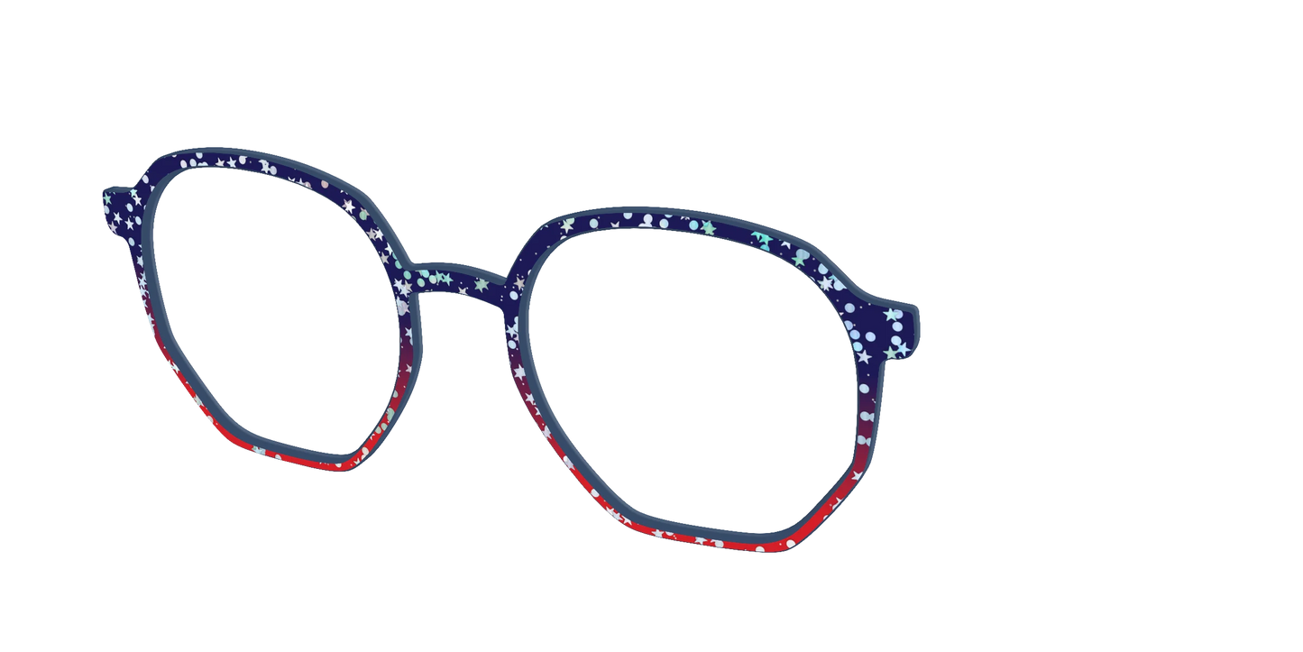 The Navy to Scarlet Gradient with Star Glitter