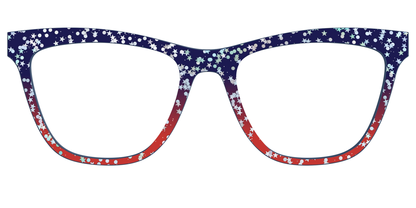 The Navy to Scarlet Gradient with Star Glitter
