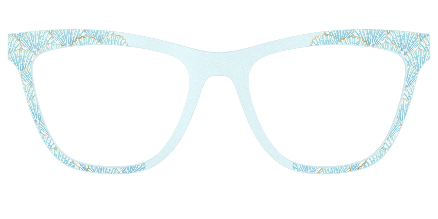 The Aquamarine Shells Shimmer with Gold Foil
