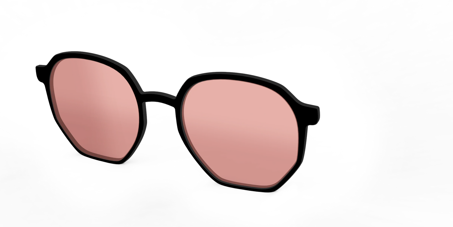 The Black With Coral Pink Lens